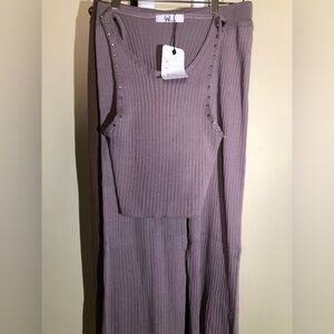 Ribbed Lavender/greyish ribbed set